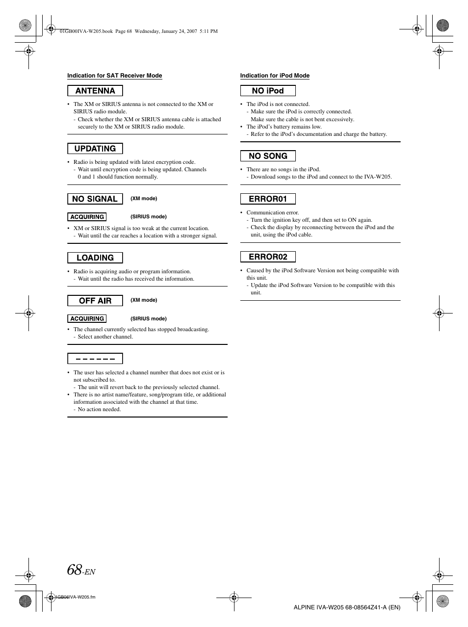 Alpine IVA-W205 User Manual | Page 70 / 238