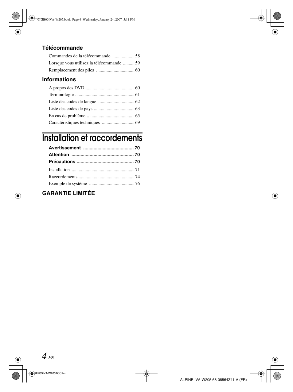 Installation et raccordements | Alpine IVA-W205 User Manual | Page 85 / 238