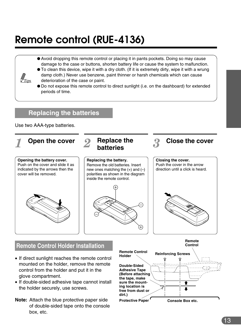 Remote control (rue-4136) | Alpine NVE-N852ADVD User Manual | Page 13 / 19