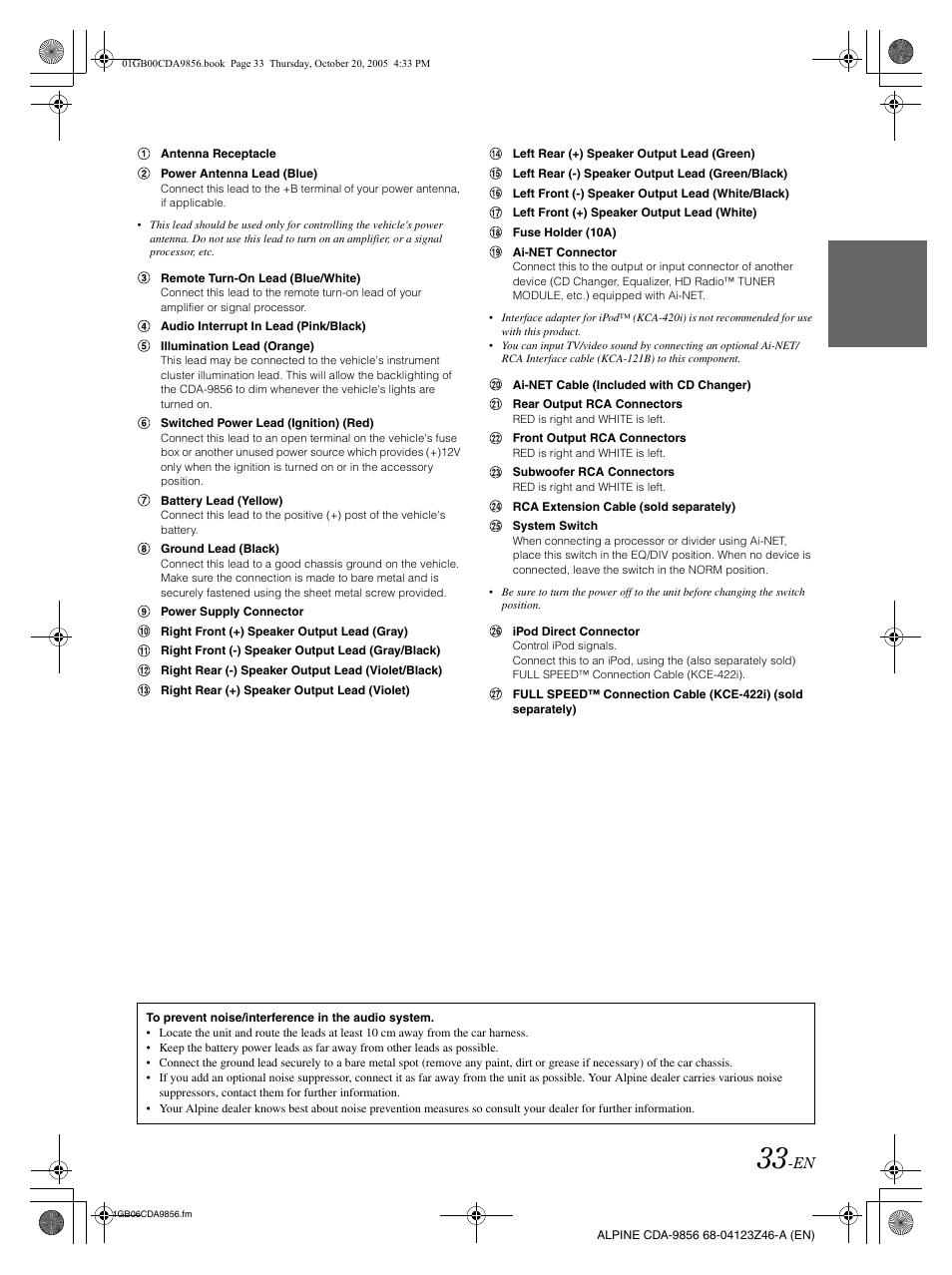 Alpine CDA-9856 User Manual | Page 35 / 103