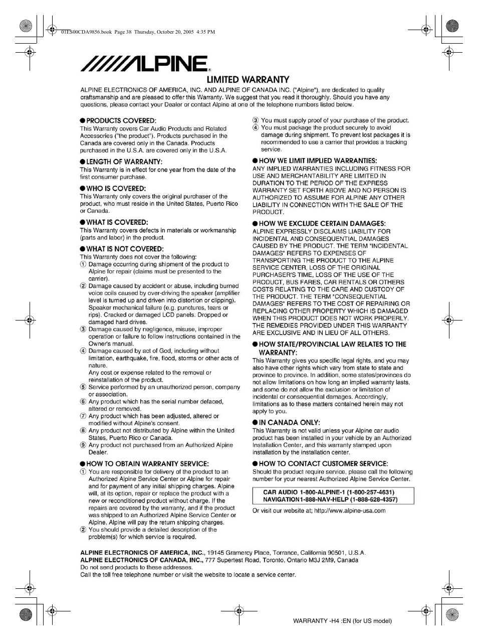 Alpine CDA-9856 User Manual | Page 36 / 103