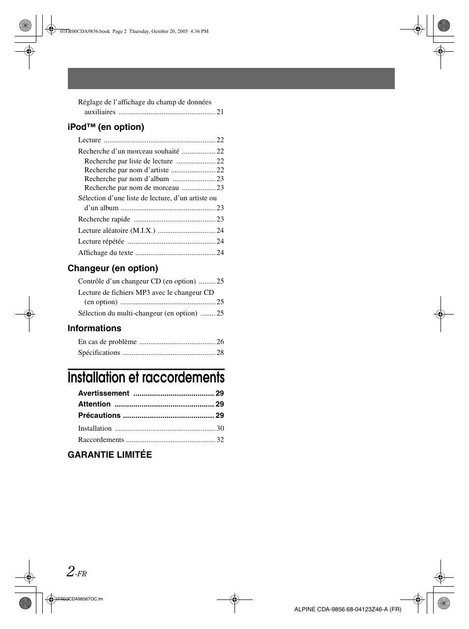 Installation et raccordements | Alpine CDA-9856 User Manual | Page 38 / 103