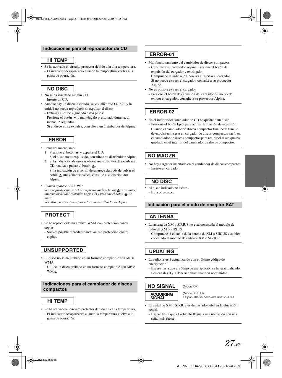 Alpine CDA-9856 User Manual | Page 97 / 103
