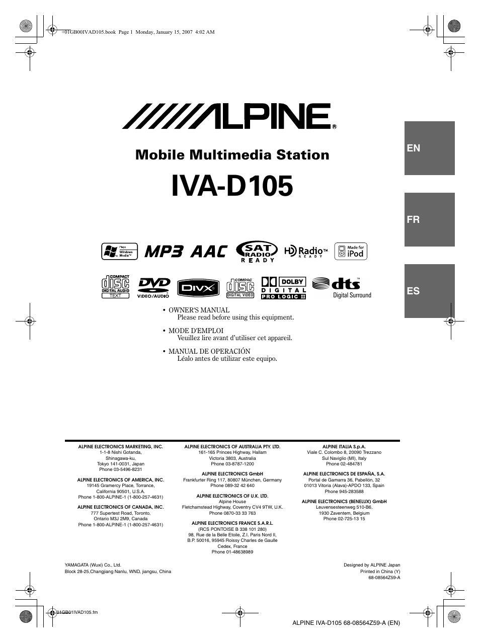 Alpine IVA-D105 User Manual | 83 pages