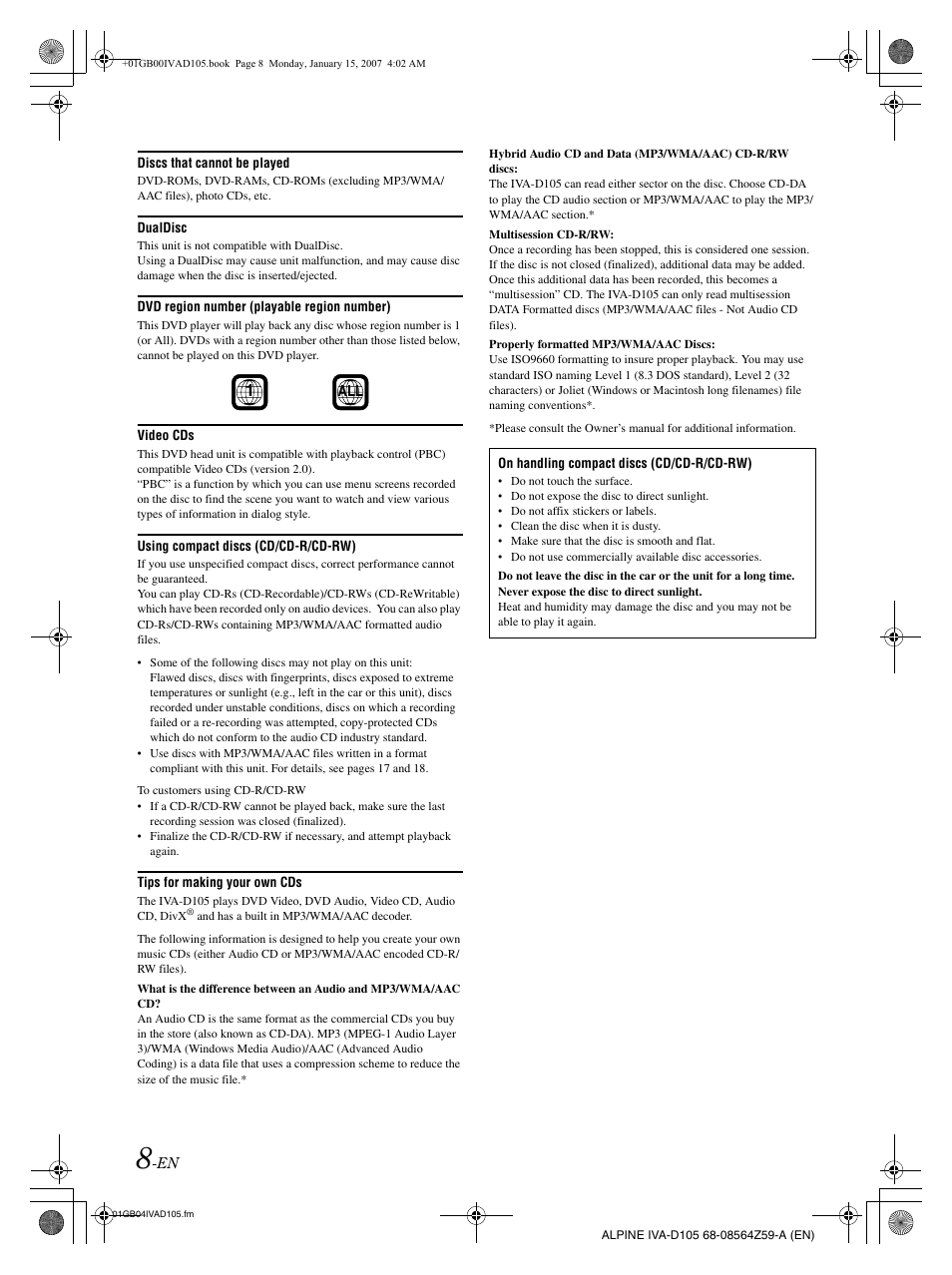 Alpine IVA-D105 User Manual | Page 10 / 83