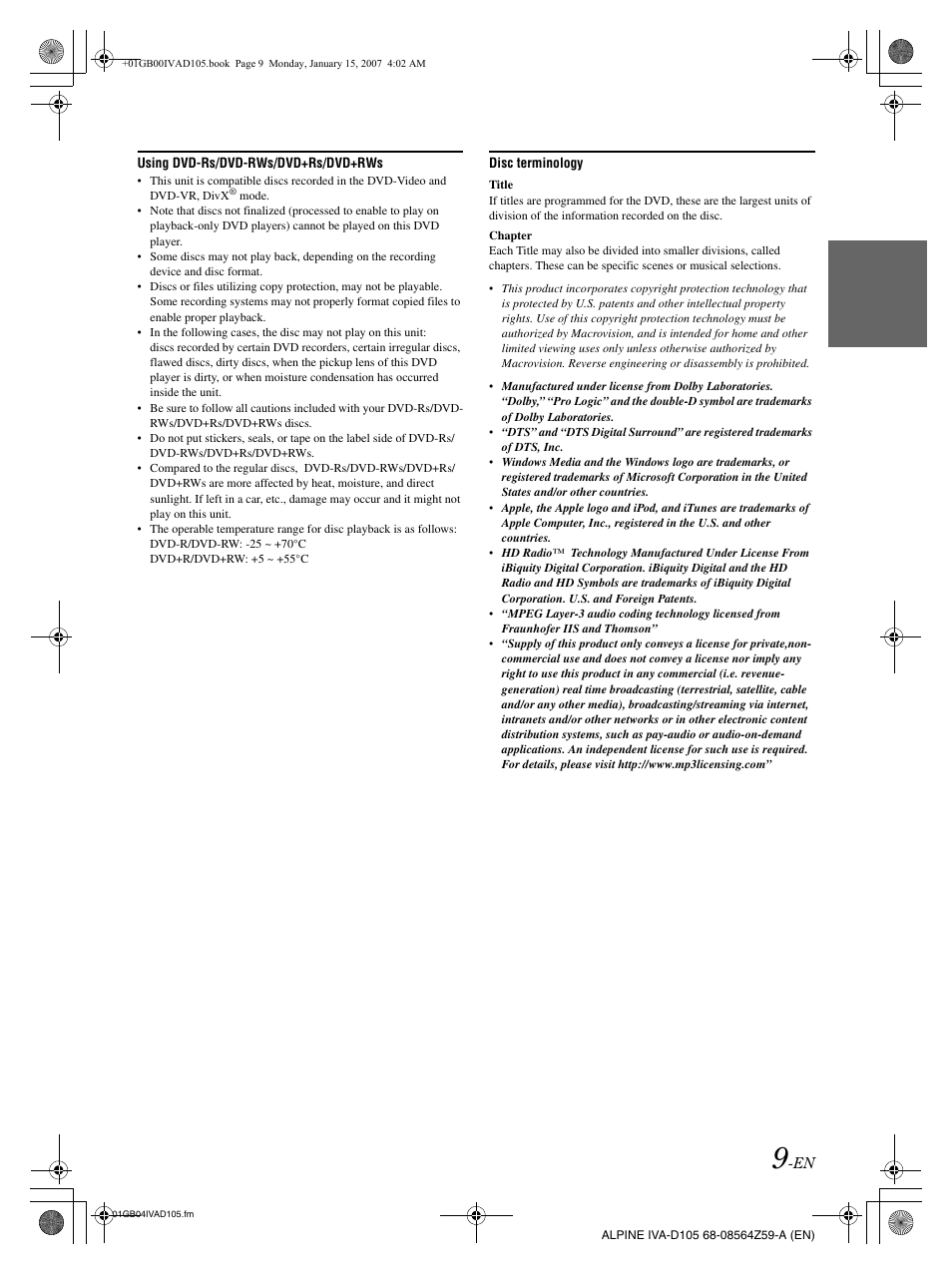 Alpine IVA-D105 User Manual | Page 11 / 83