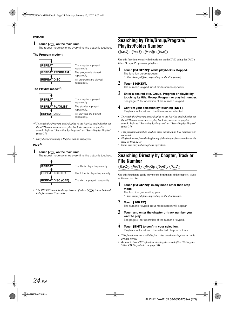 Alpine IVA-D105 User Manual | Page 26 / 83