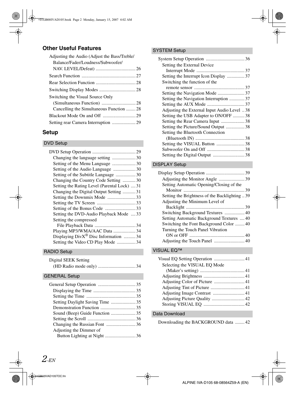 Alpine IVA-D105 User Manual | Page 4 / 83