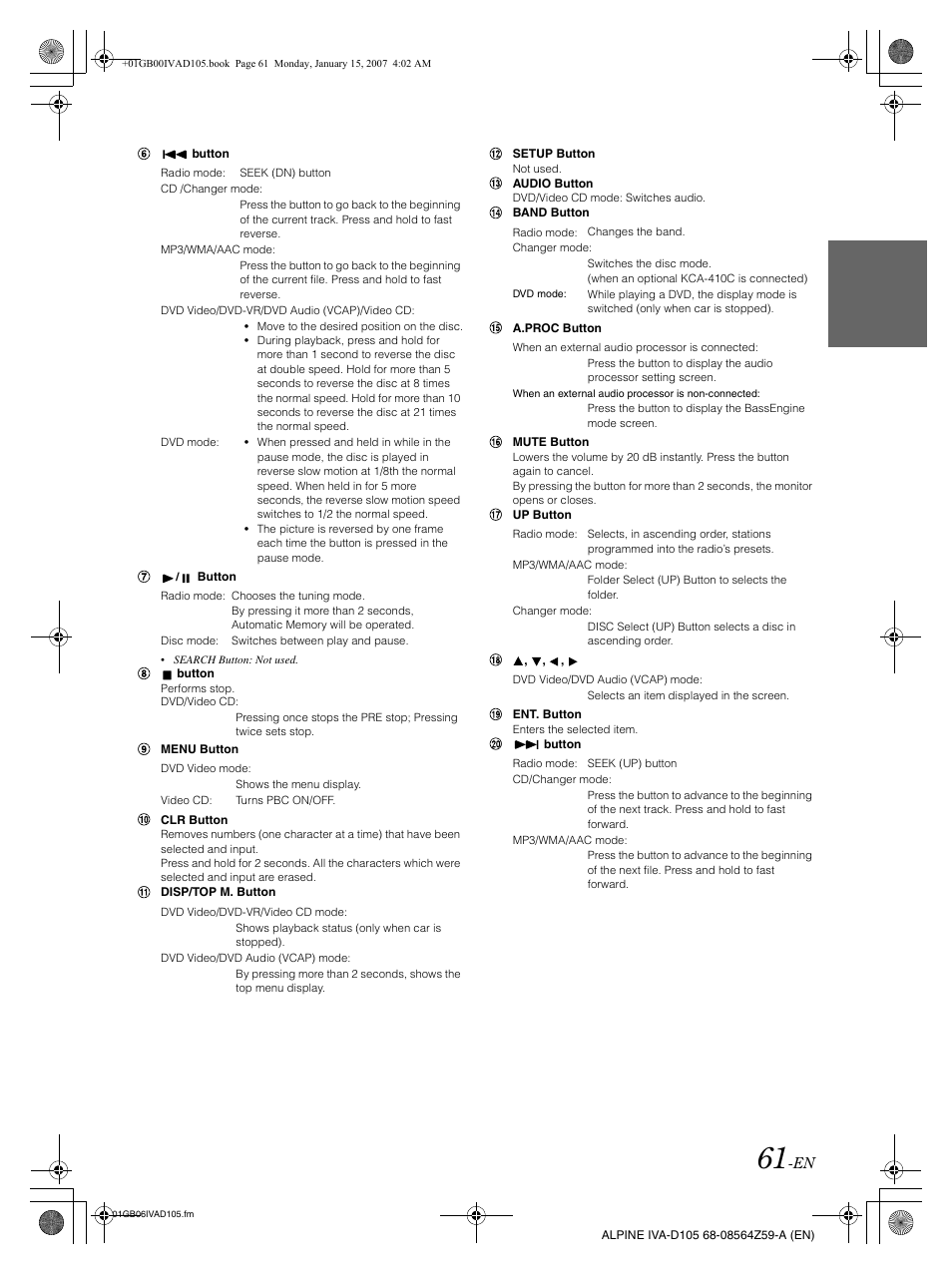 Alpine IVA-D105 User Manual | Page 63 / 83