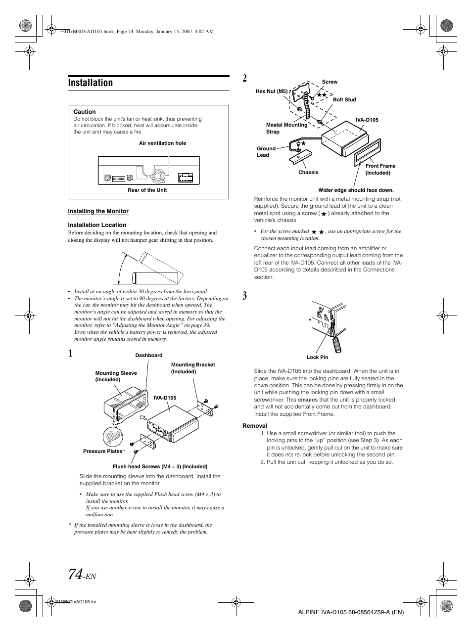 Installation | Alpine IVA-D105 User Manual | Page 76 / 83