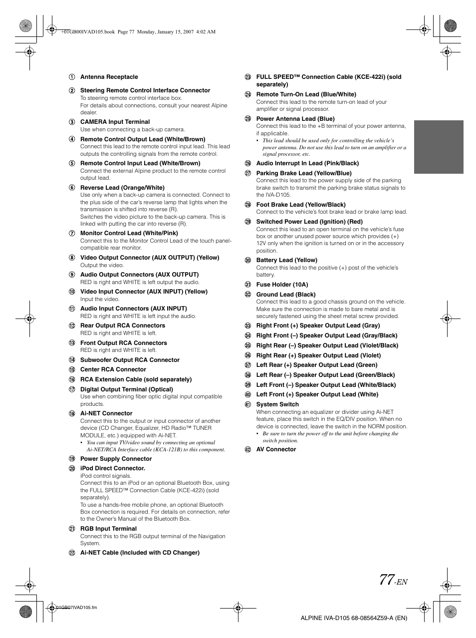 Alpine IVA-D105 User Manual | Page 79 / 83