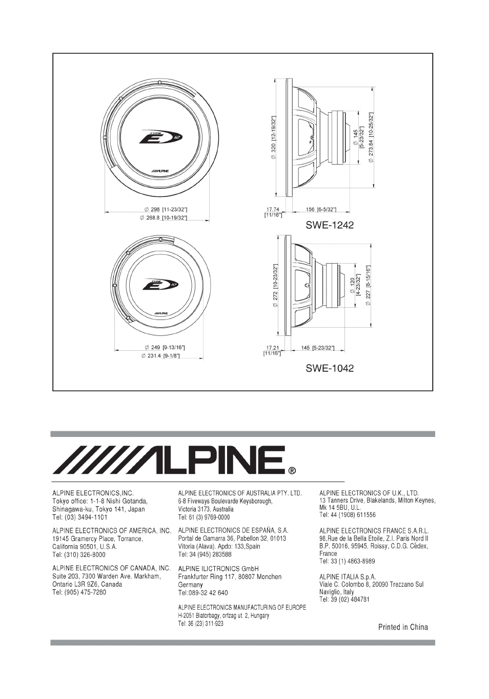 Alpine SWE-1242 User Manual | Page 4 / 4