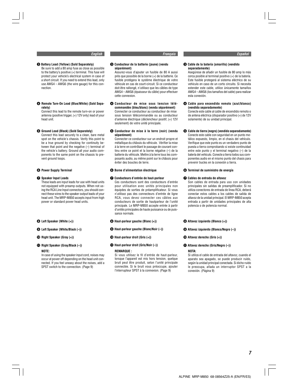 Alpine MRP-M850 User Manual | Page 7 / 16