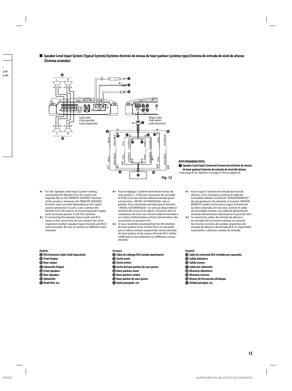 Alpine 4 CHANNEL POWER AMPLIFIER MRX-F65 68-21057Z18-A User Manual | Page 15 / 16