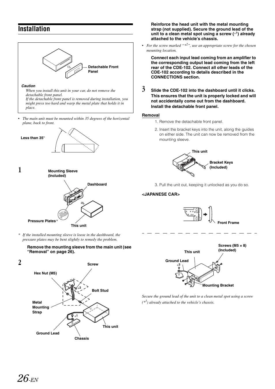 Installation | Alpine CDE-102 User Manual | Page 28 / 31