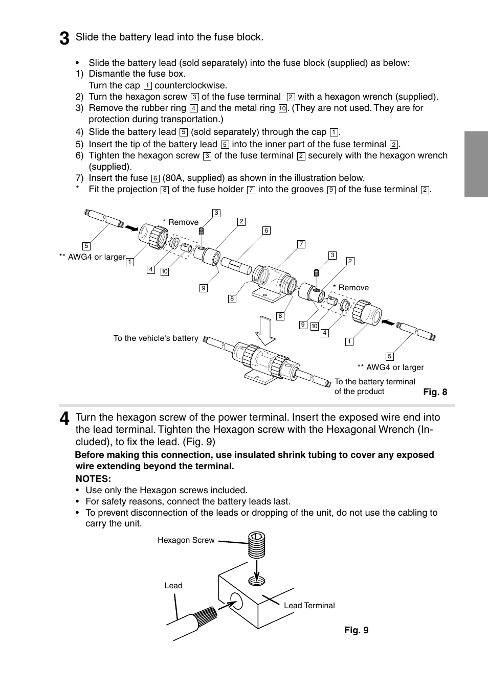 Slide the battery lead into the fuse block | Alpine MRV-F900 User Manual | Page 15 / 28