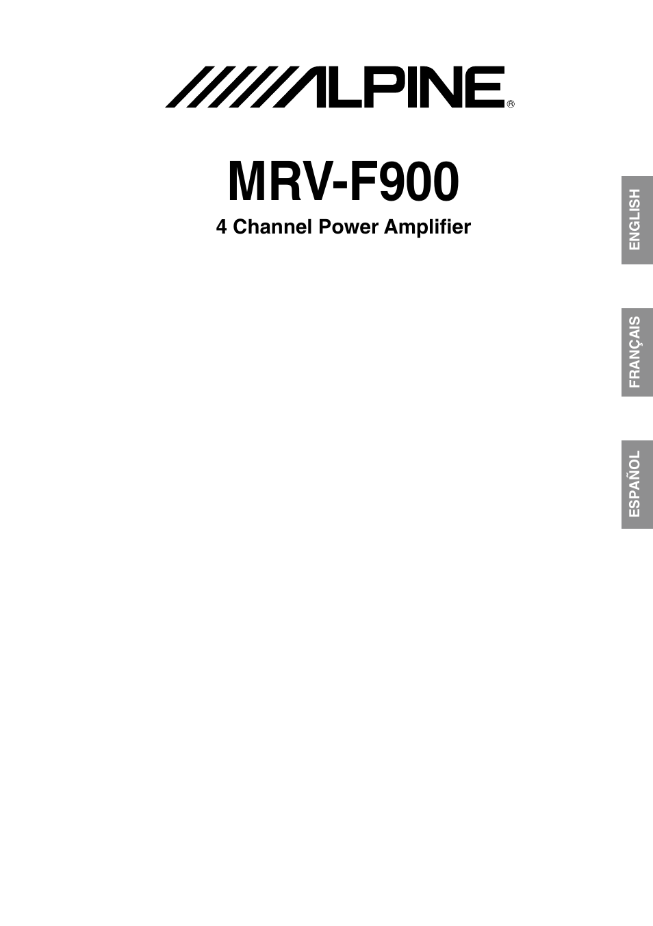 Mrv-f900, 4 channel power amplifier | Alpine MRV-F900 User Manual | Page 3 / 28