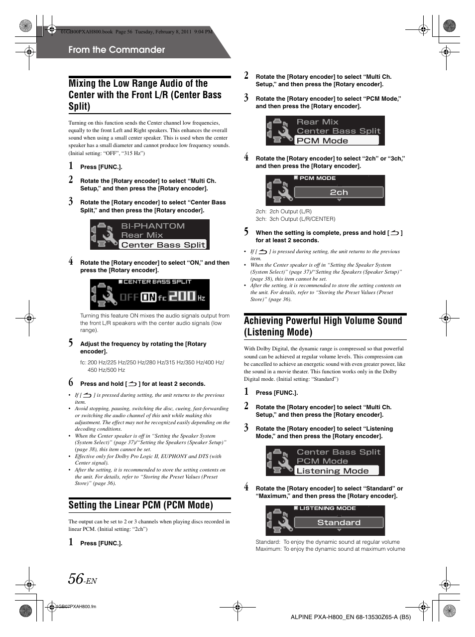 Setting the linear pcm (pcm mode) | Alpine PXA-H800 User Manual | Page 58 / 66