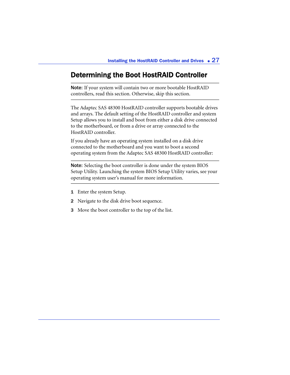 Determining the boot hostraid controller | Adaptec 48300 User Manual | Page 27 / 109