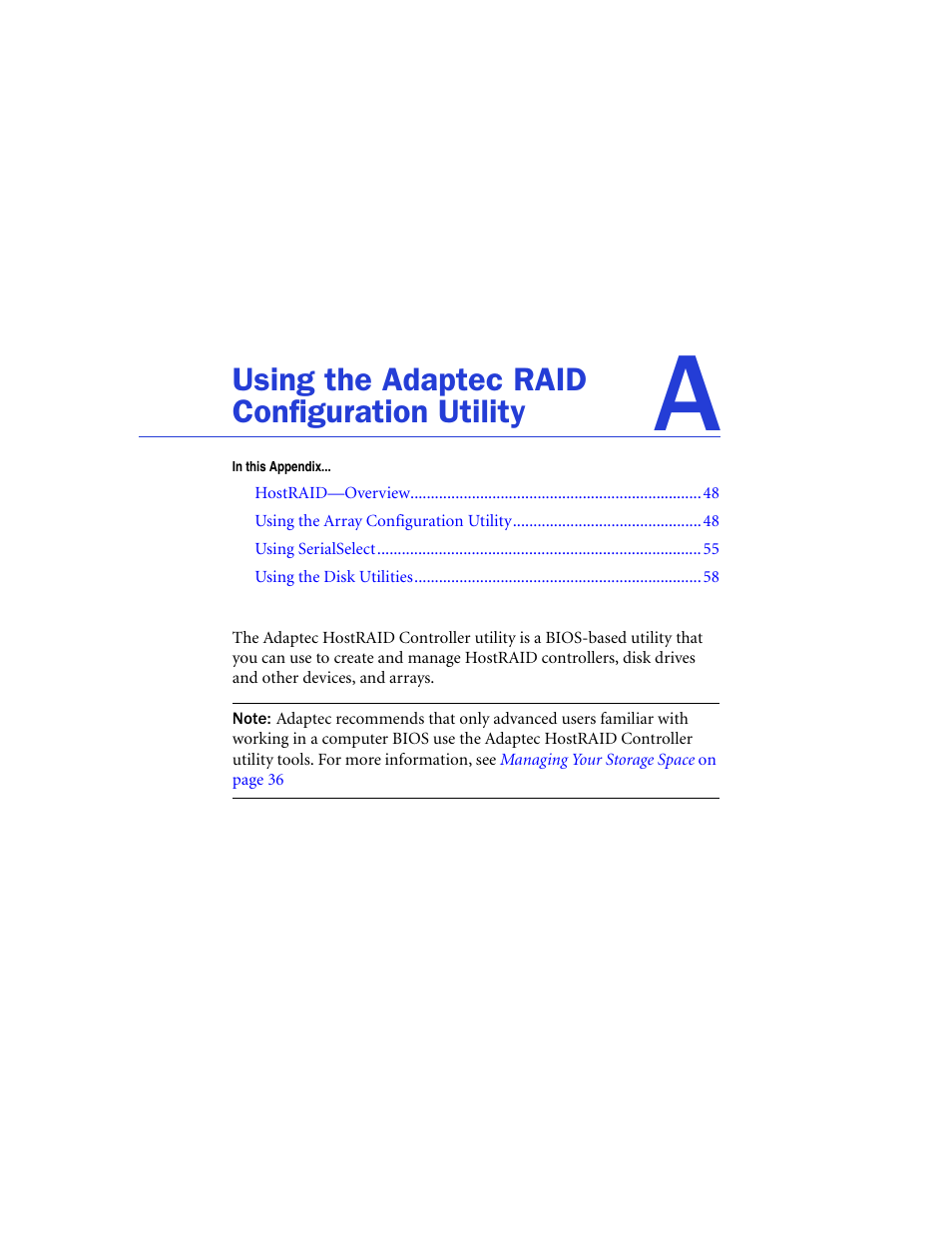 Using the adaptec raid configuration utility | Adaptec 48300 User Manual | Page 47 / 109