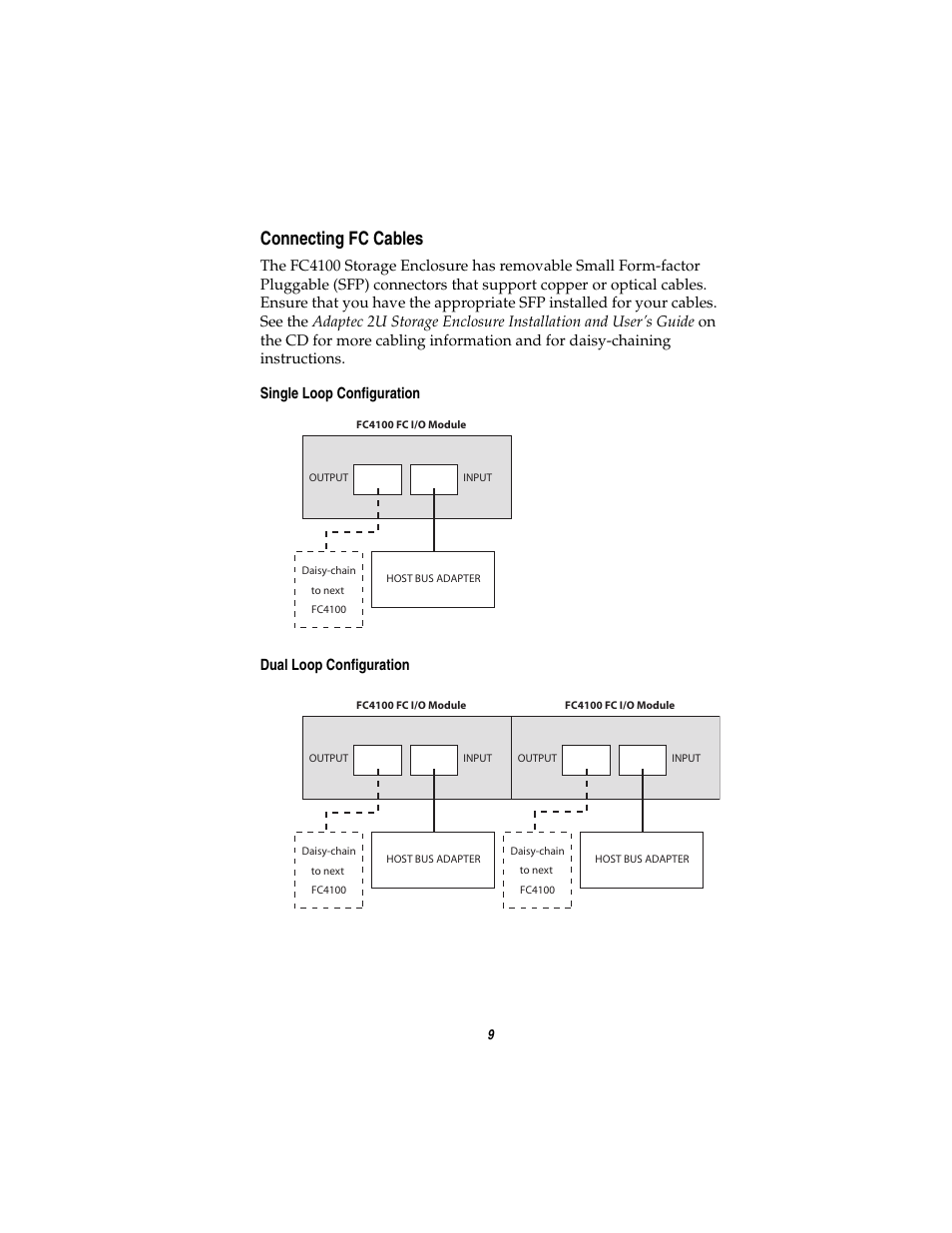 Connecting fc cables | Adaptec FS4100 User Manual | Page 10 / 13