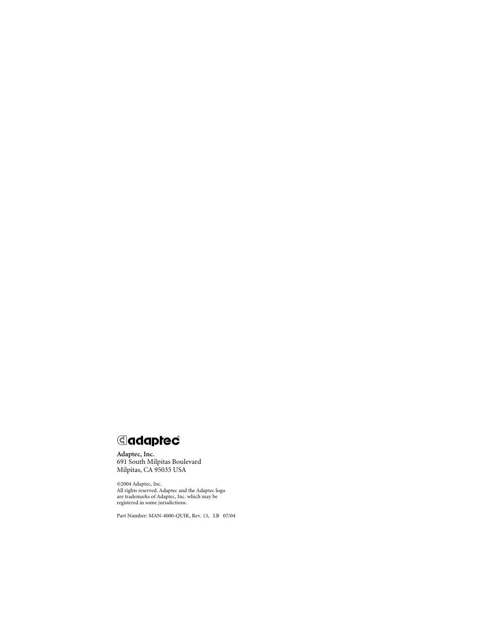 Adaptec FS4100 User Manual | Page 13 / 13