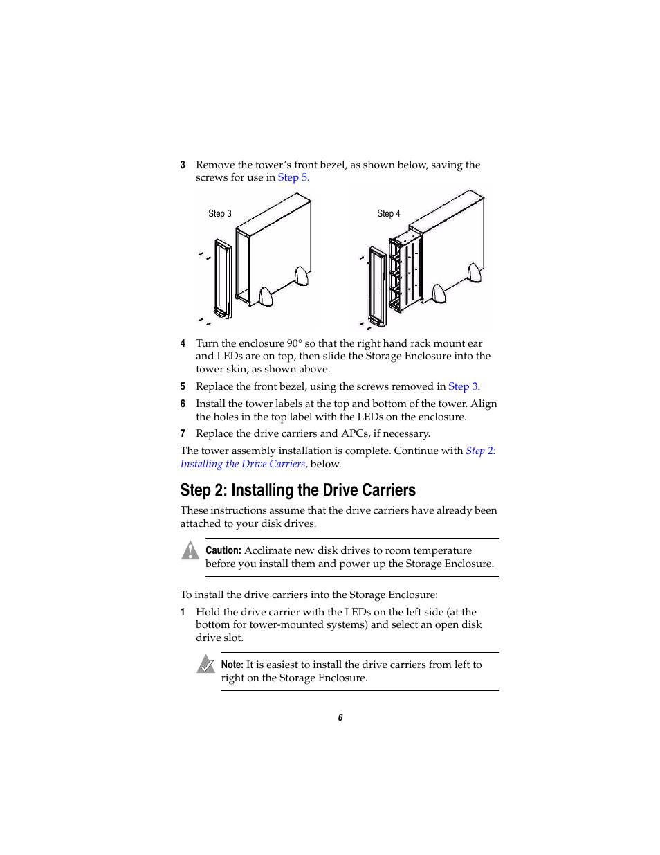 Step 2: installing the drive carriers | Adaptec FS4100 User Manual | Page 7 / 13