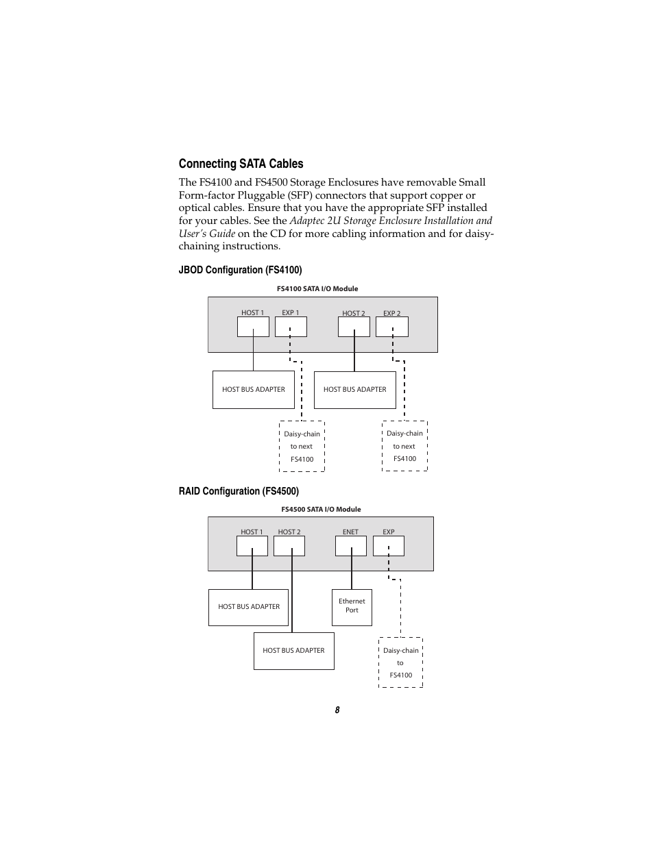 Connecting sata cables | Adaptec FS4100 User Manual | Page 9 / 13