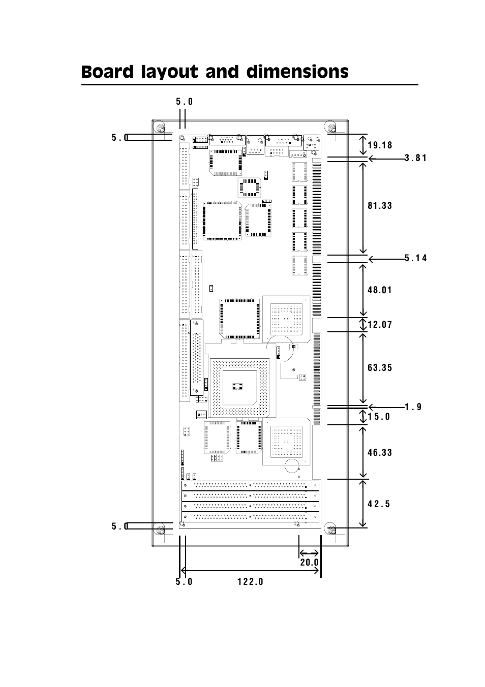 Board layout and dimensions | Adaptec SBC-599 User Manual | Page 15 / 120