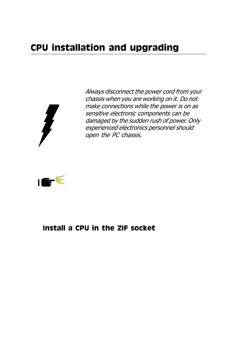 Cpu installation and upgrading, Warning! caution | Adaptec SBC-599 User Manual | Page 23 / 120