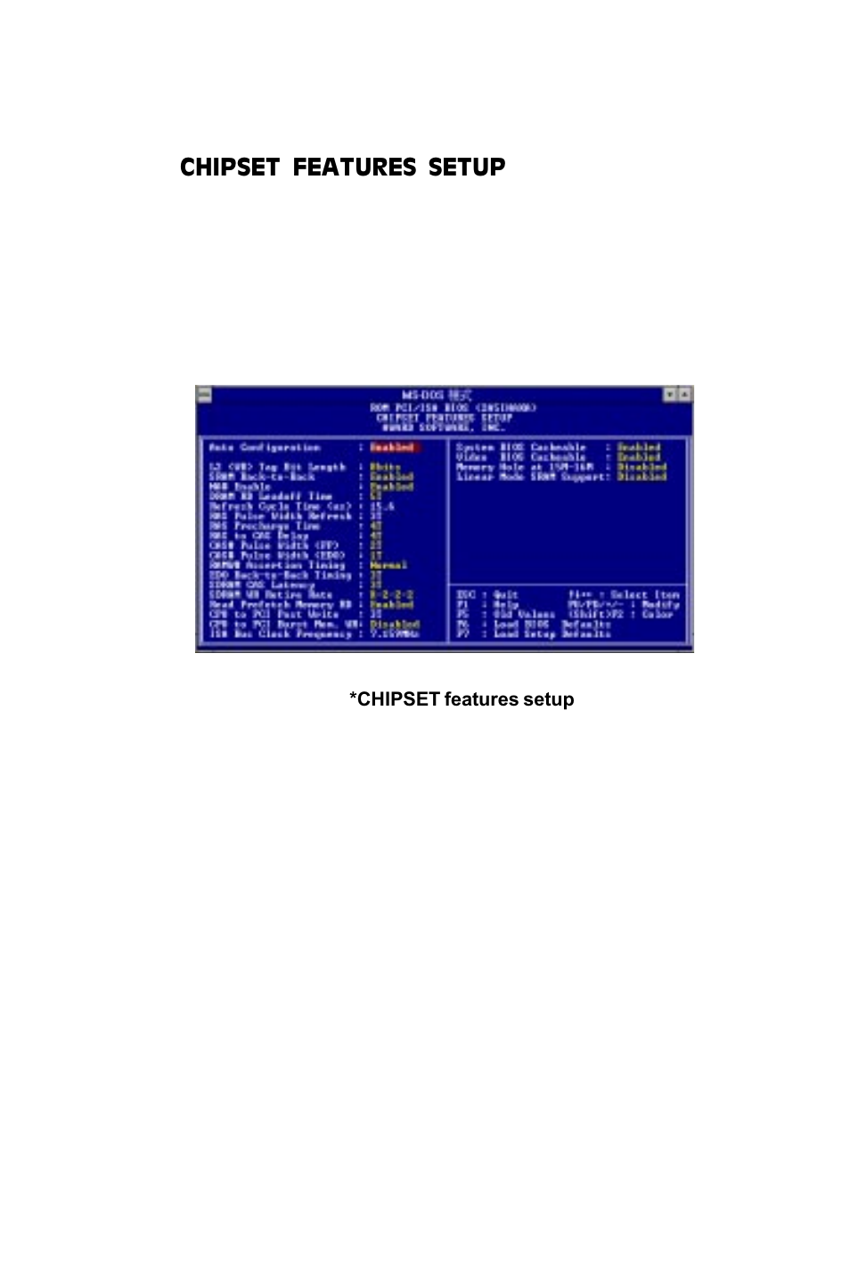 Chipset features setup | Adaptec SBC-599 User Manual | Page 54 / 120