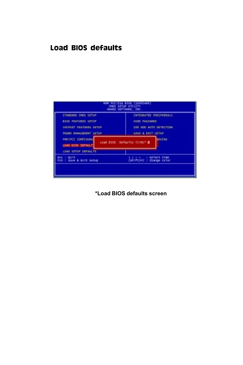 Load bios defaults | Adaptec SBC-599 User Manual | Page 58 / 120