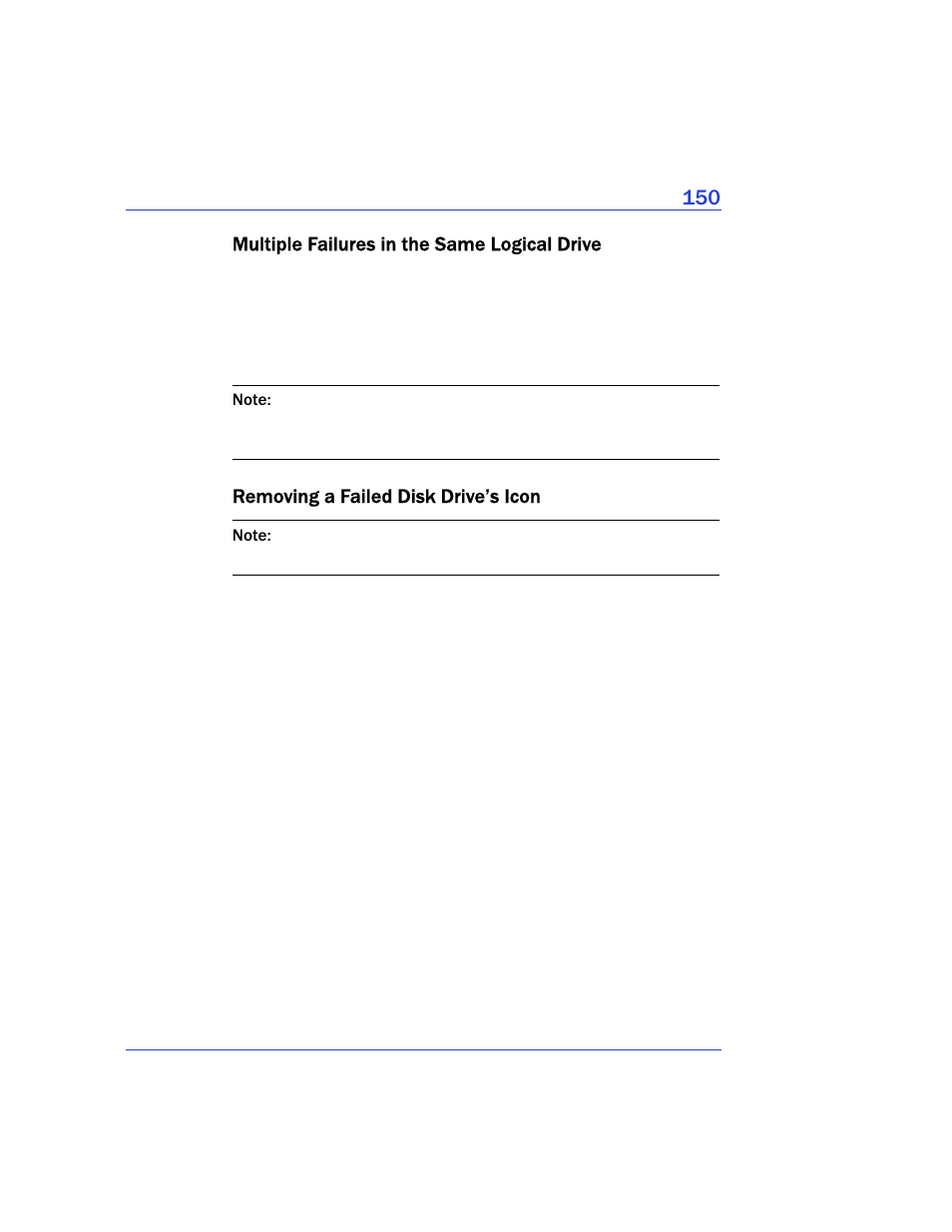 Multiple failures in the same logical drive, Removing a failed disk drive’s icon | Adaptec Storage Manager User Manual | Page 151 / 191