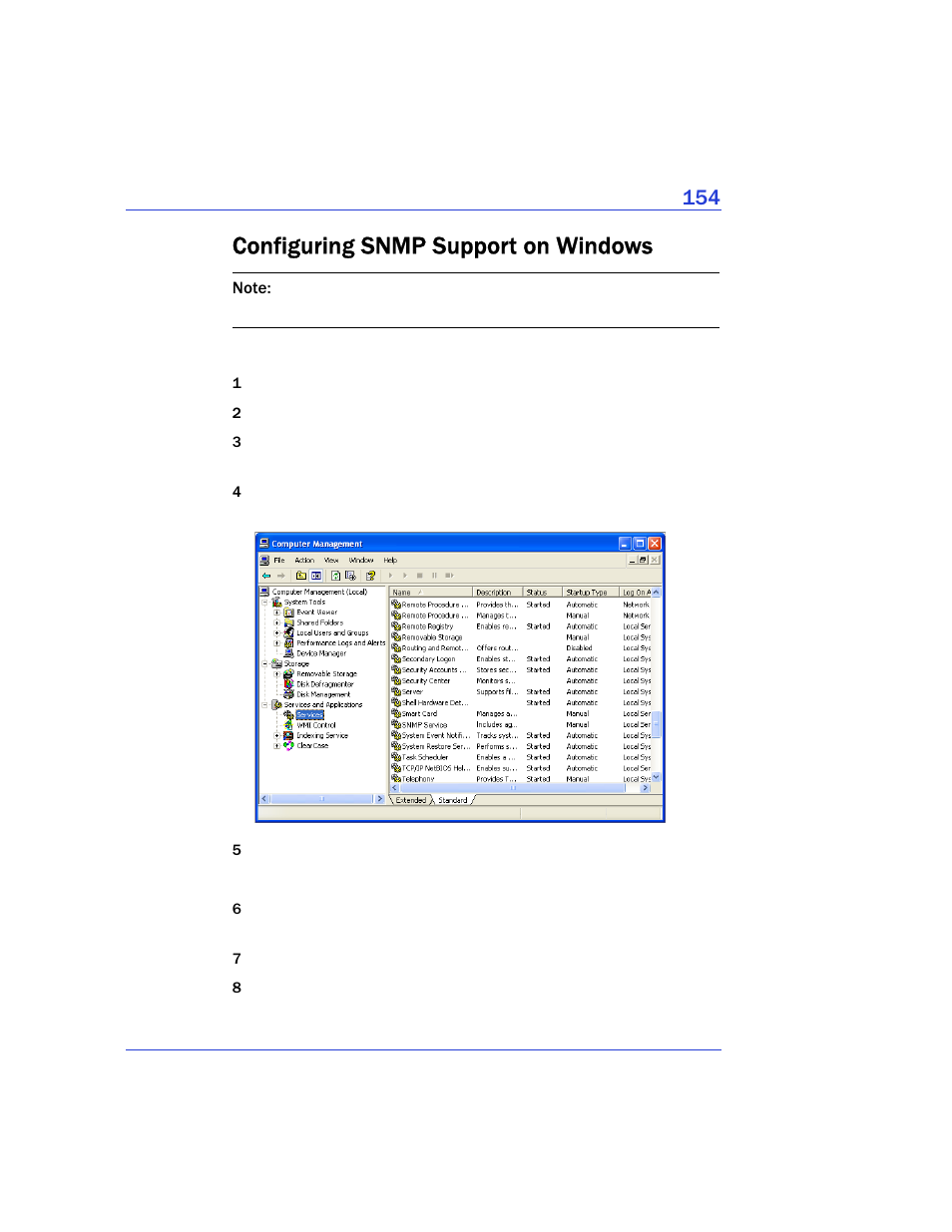 Configuring snmp support on windows | Adaptec Storage Manager User Manual | Page 155 / 191
