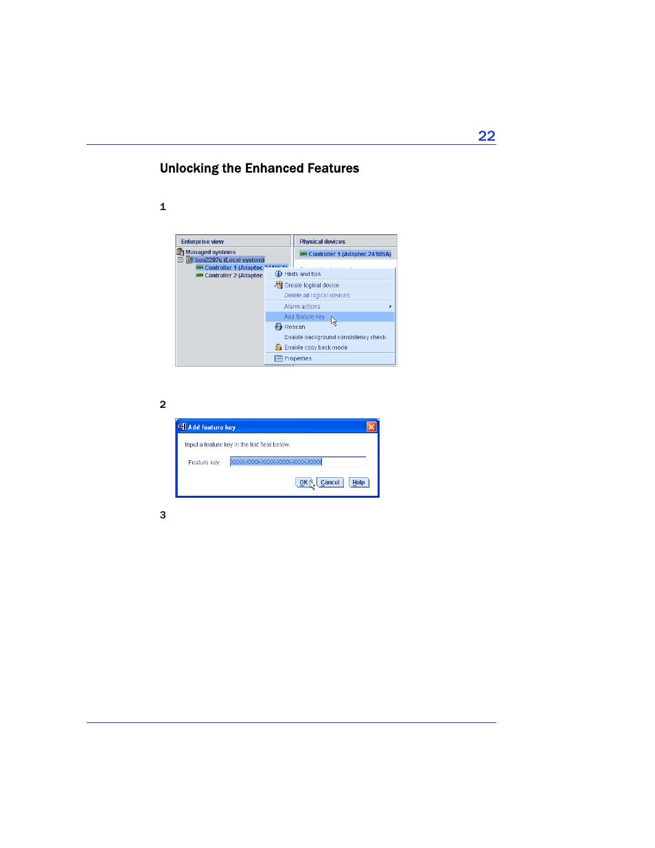 Unlocking the enhanced features | Adaptec Storage Manager User Manual | Page 23 / 191
