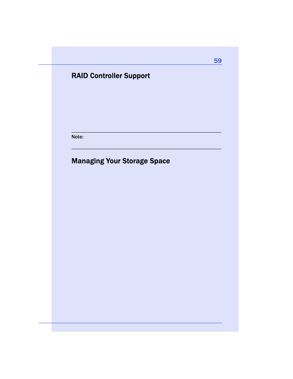Raid controller support, Managing your storage space, Raid controller support on | Managing, Managing your | Adaptec Storage Manager User Manual | Page 60 / 191