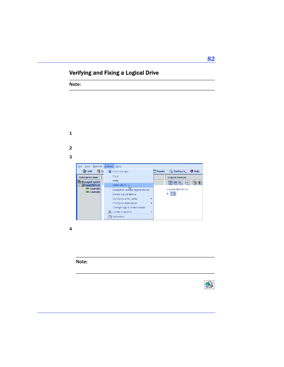 Verifying and fixing a logical drive | Adaptec Storage Manager User Manual | Page 83 / 191
