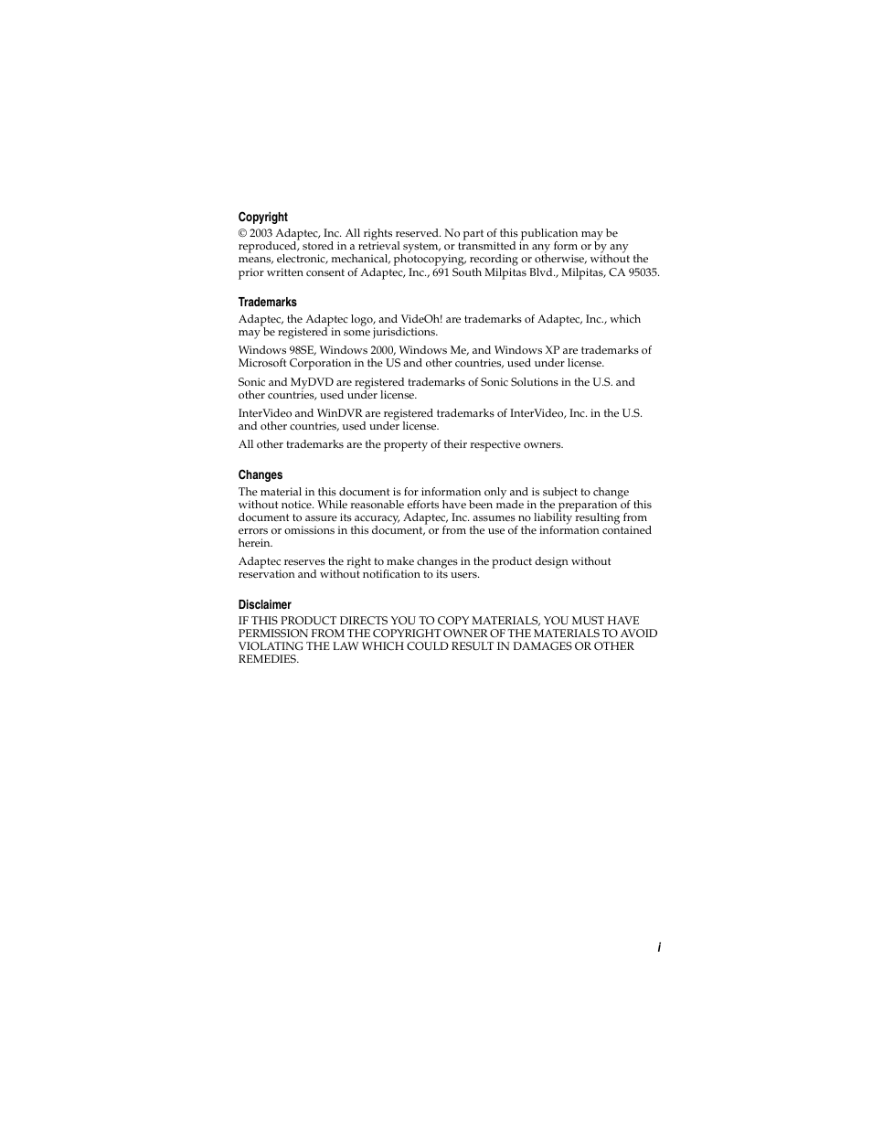 Adaptec AVC-2410 User Manual | Page 2 / 61
