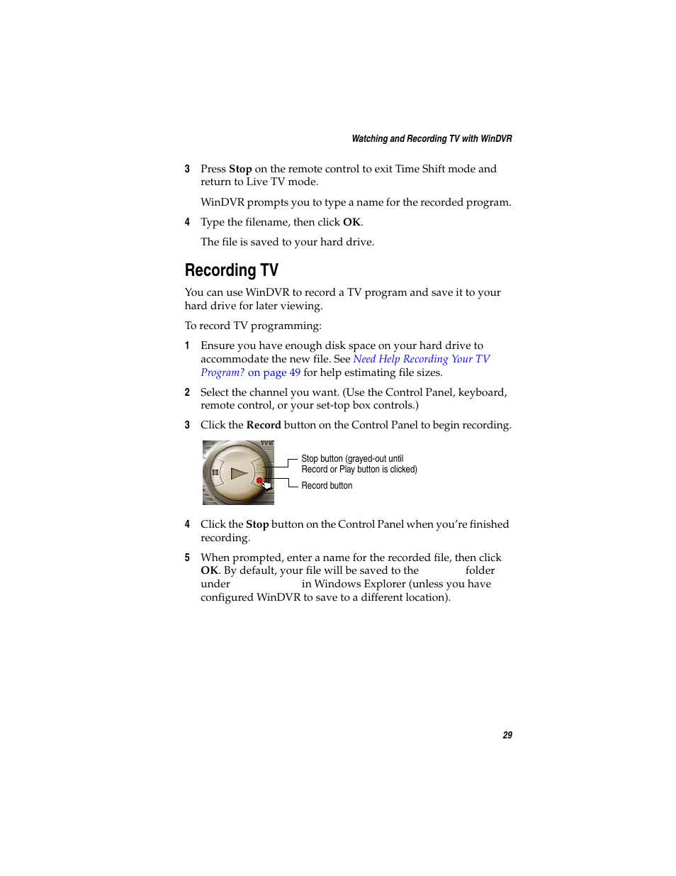 Recording tv | Adaptec AVC-2410 User Manual | Page 37 / 61