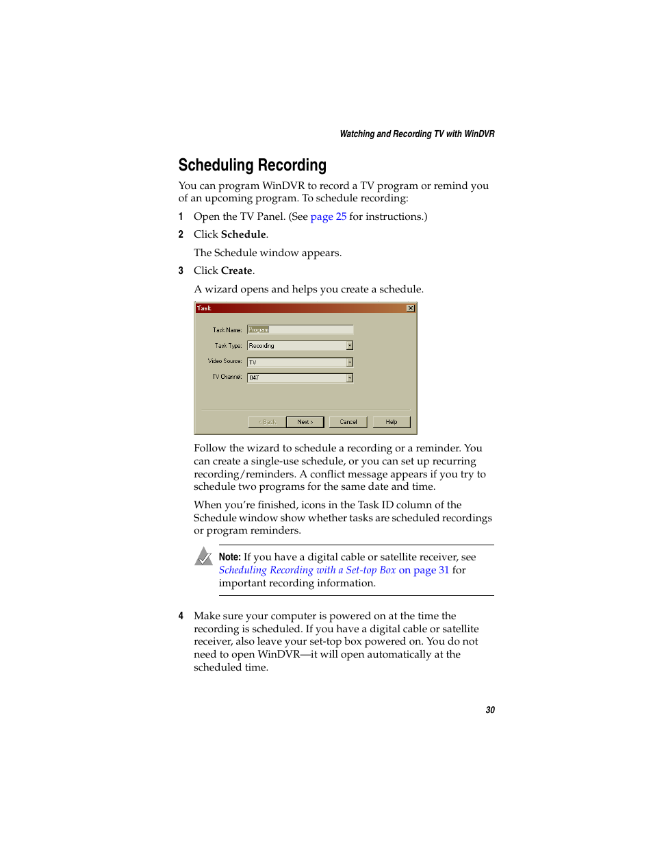 Scheduling recording | Adaptec AVC-2410 User Manual | Page 38 / 61