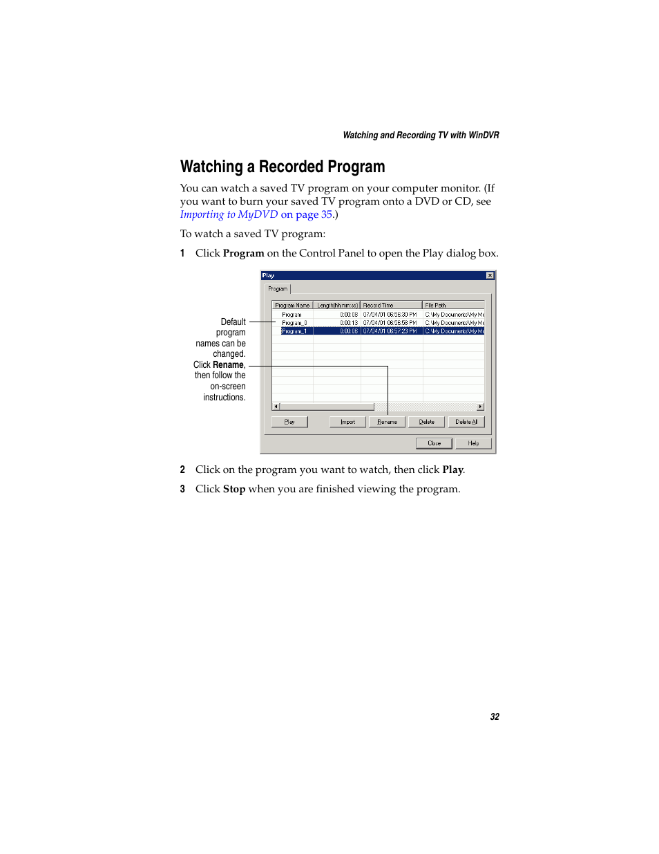Watching a recorded program | Adaptec AVC-2410 User Manual | Page 40 / 61