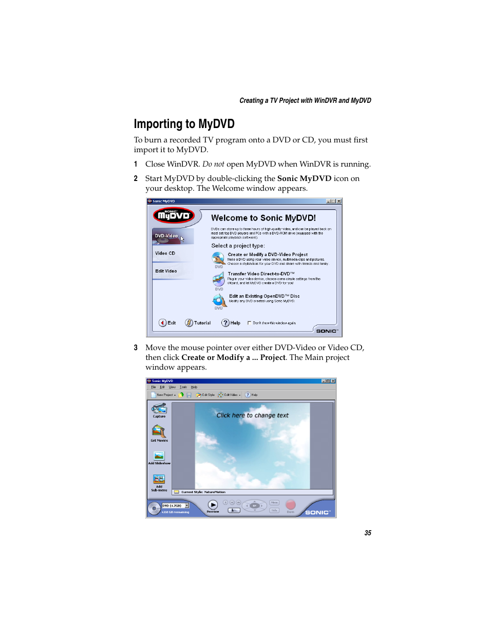 Importing to mydvd | Adaptec AVC-2410 User Manual | Page 43 / 61