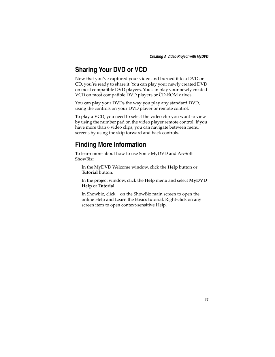 Sharing your dvd or vcd, Finding more information | Adaptec AVC-2410 User Manual | Page 52 / 61