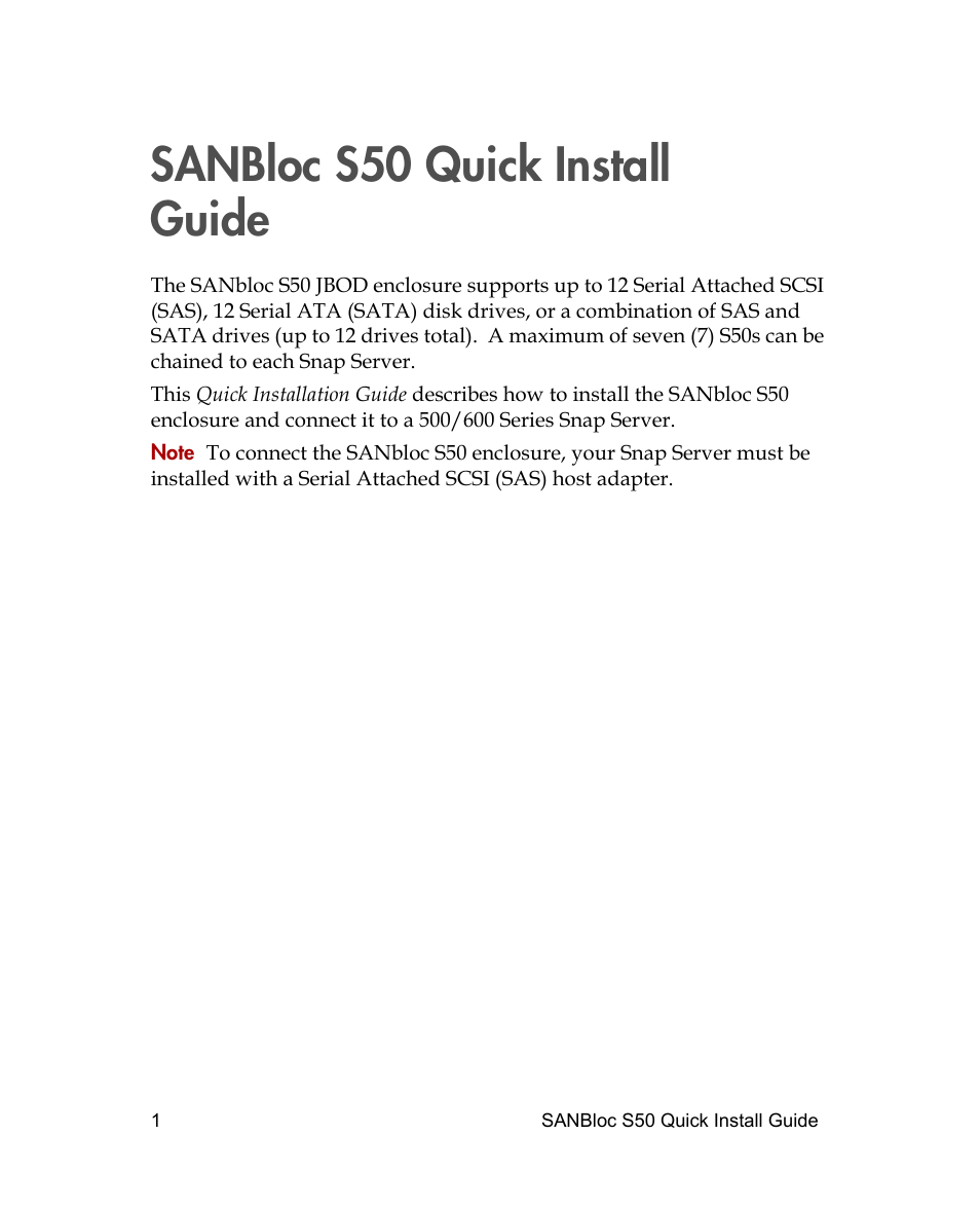 Sanbloc s50 quick install guide | Adaptec SANBLOC S50 User Manual | Page 3 / 20
