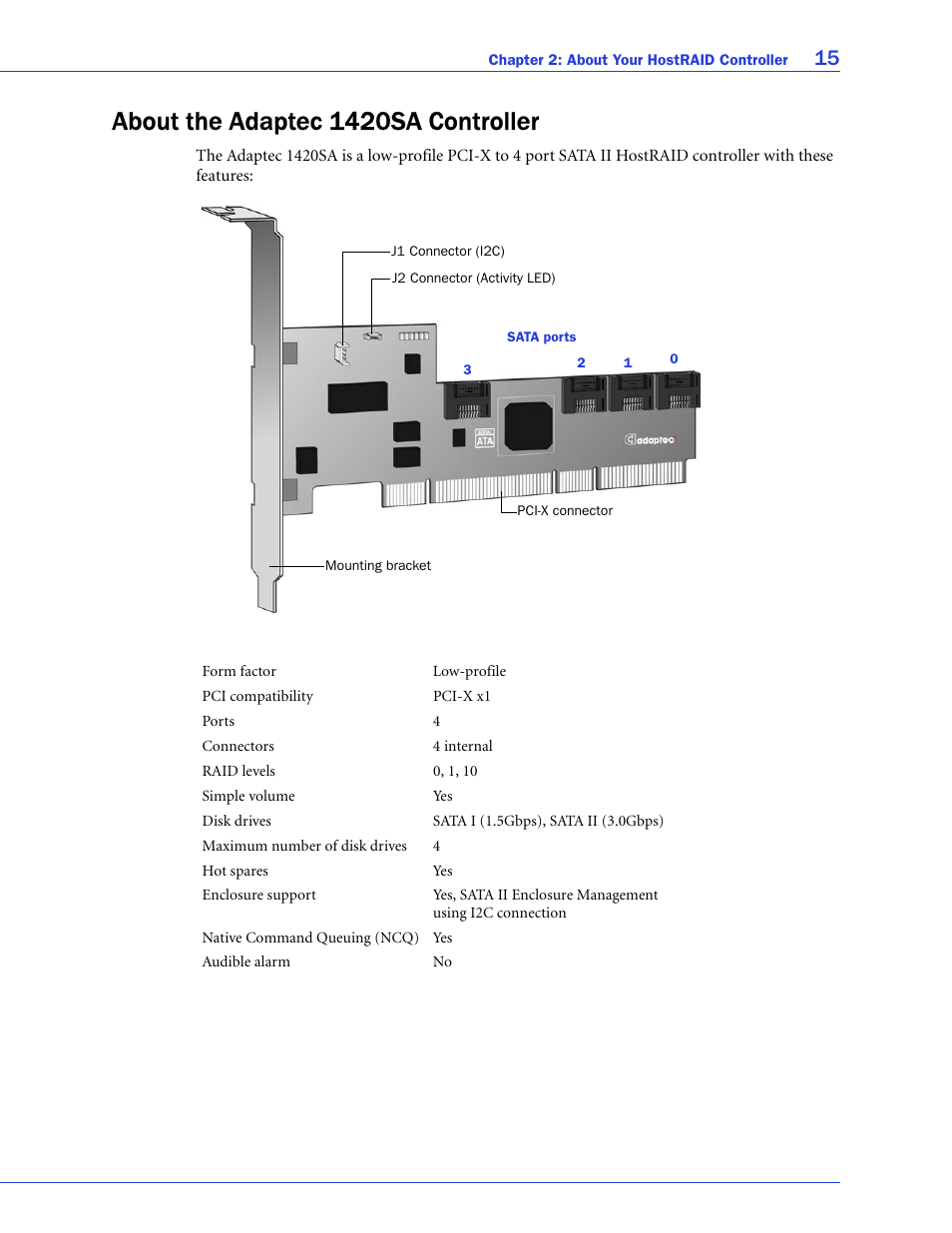 About the adaptec 1420sa controller | Adaptec ATA II 1220SA User Manual | Page 15 / 78