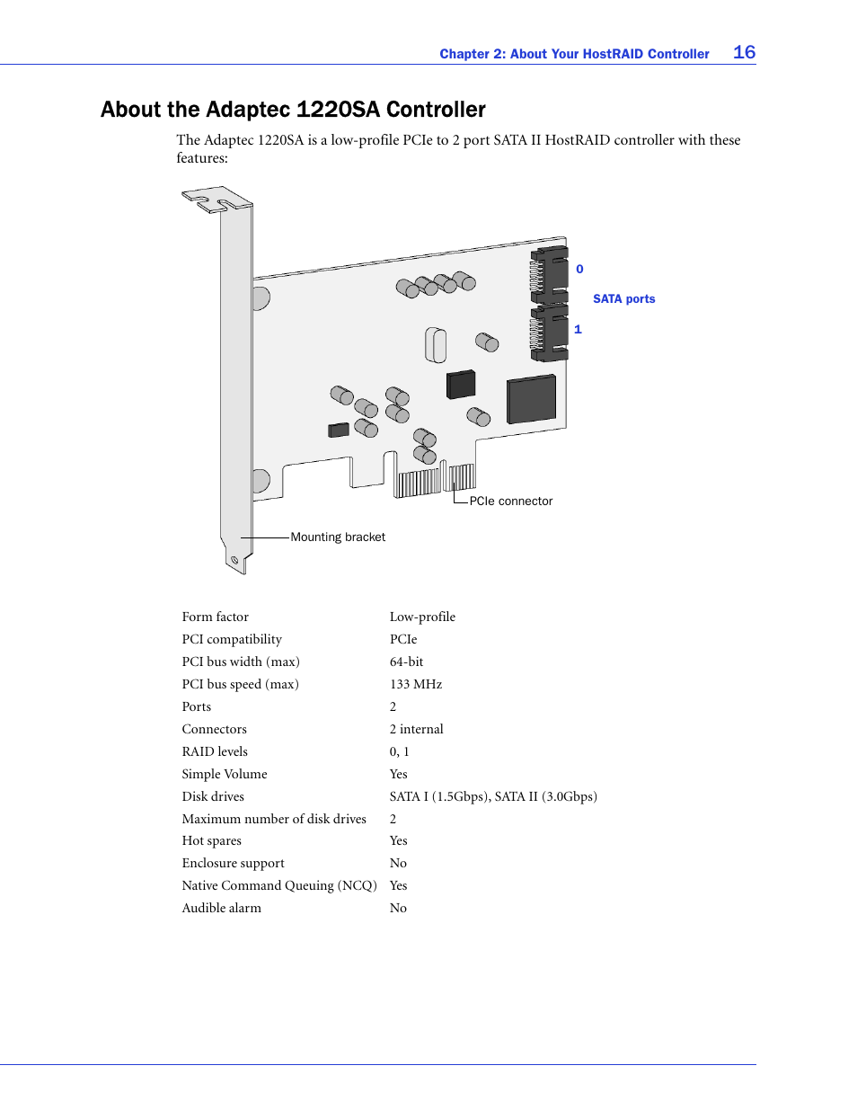 About the adaptec 1220sa controller | Adaptec ATA II 1220SA User Manual | Page 16 / 78