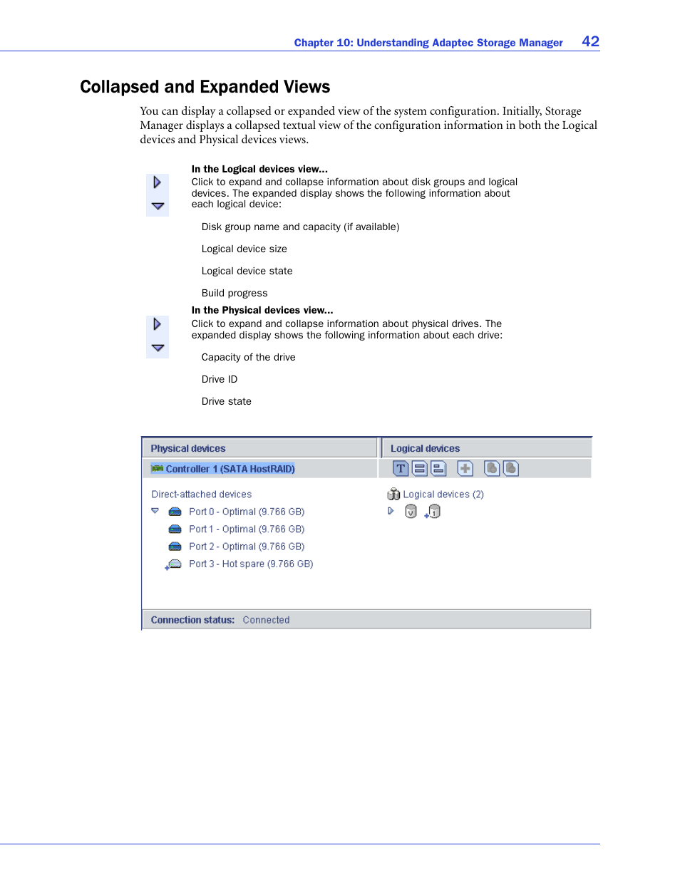Collapsed and expanded views | Adaptec ATA II 1220SA User Manual | Page 42 / 78