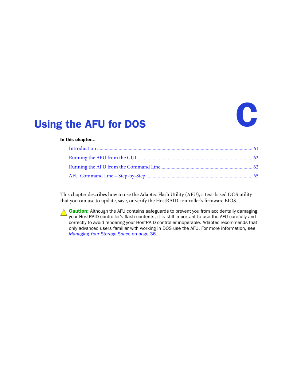 Using the afu for dos | Adaptec ATA II 1220SA User Manual | Page 60 / 78