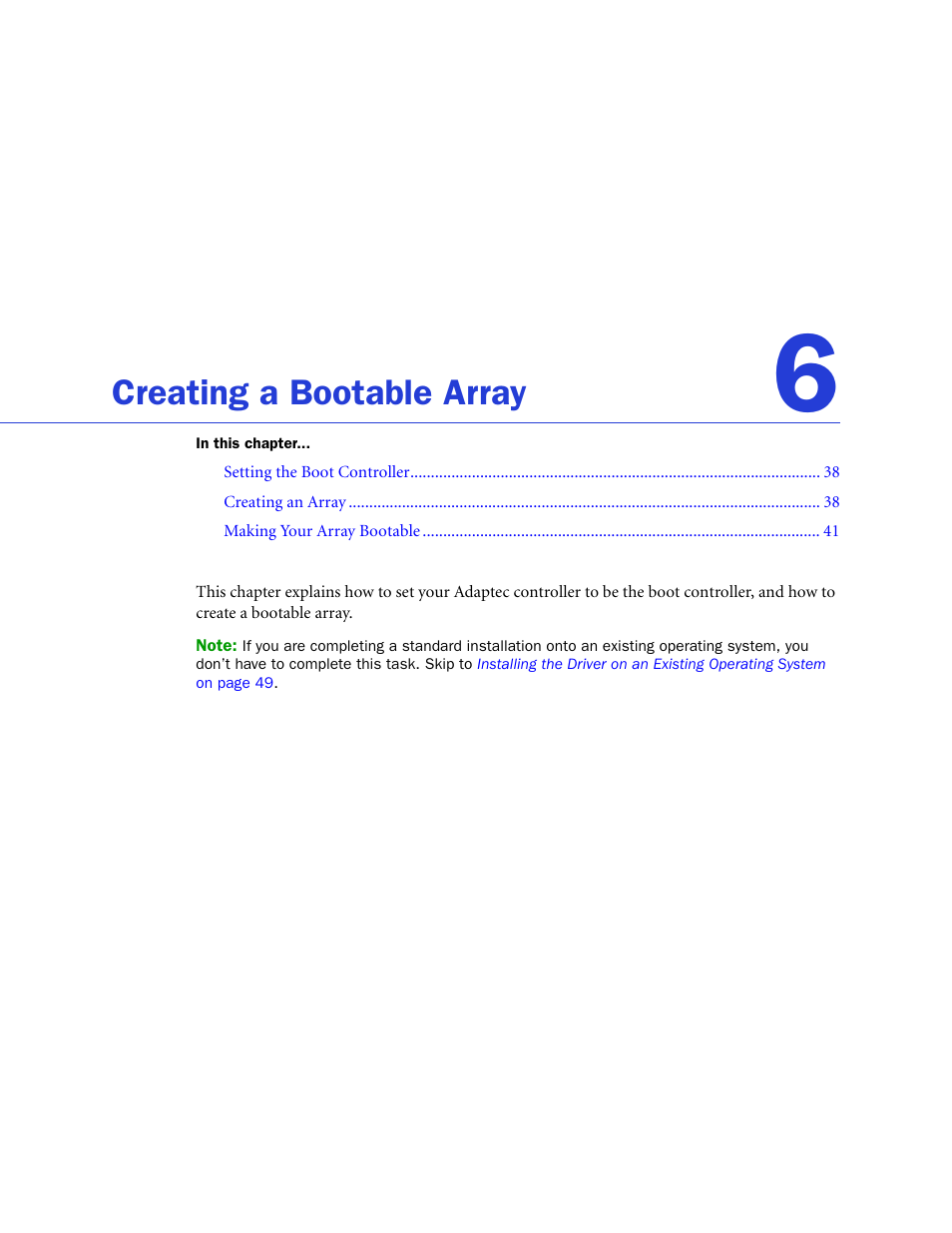 Creating a bootable array, Continue with, Creating a | Adaptec SAS/SATA/SCSI RAID Controllers User Manual | Page 37 / 112