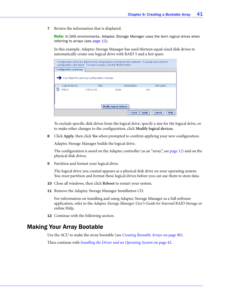Making your array bootable | Adaptec SAS/SATA/SCSI RAID Controllers User Manual | Page 41 / 112